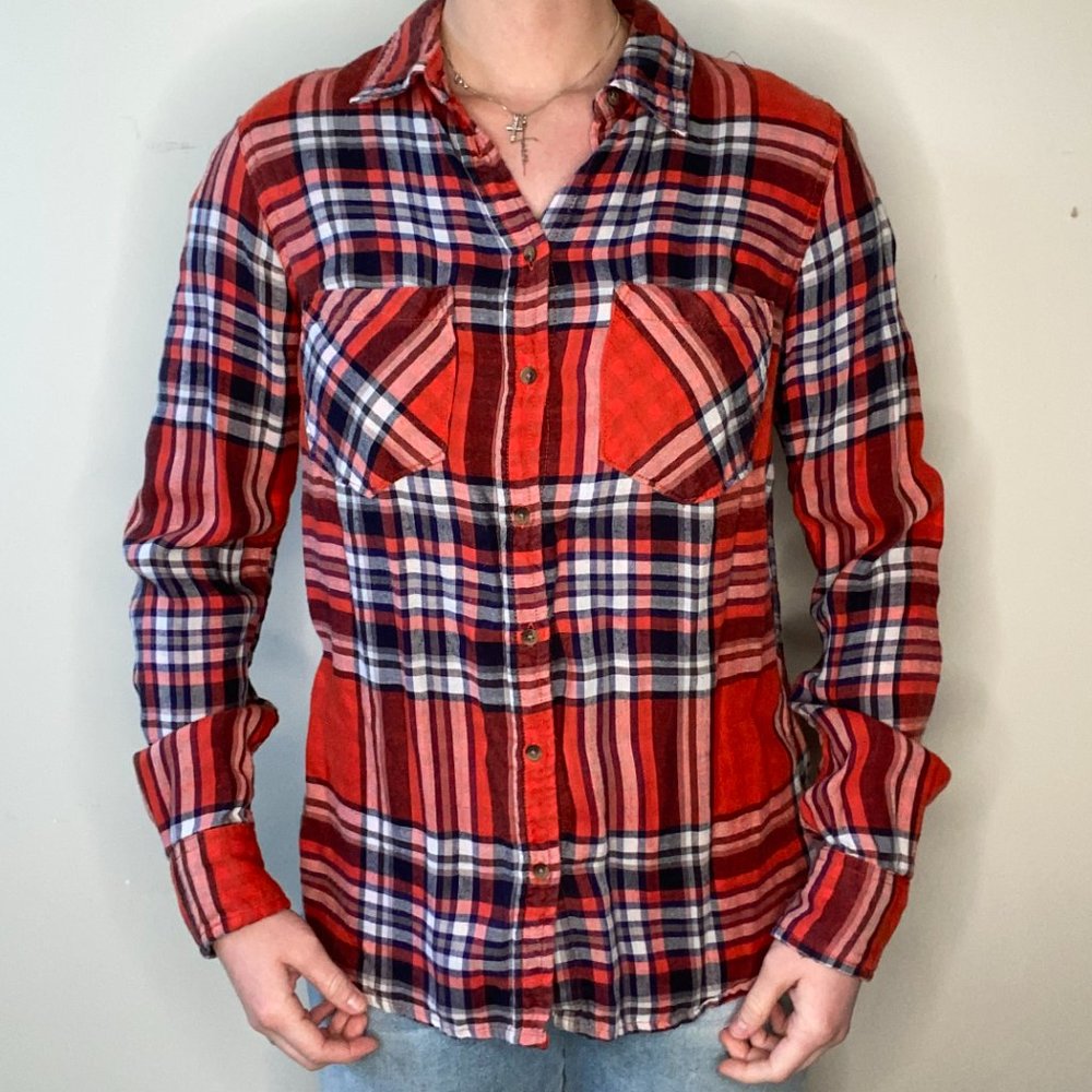 Red Plaid Long Sleeve Shirt